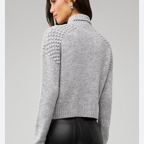 FREE PEOPLE XS Bradley Textured grey crop roll neck acrylic woman sweater boho - Picture 3 of 15